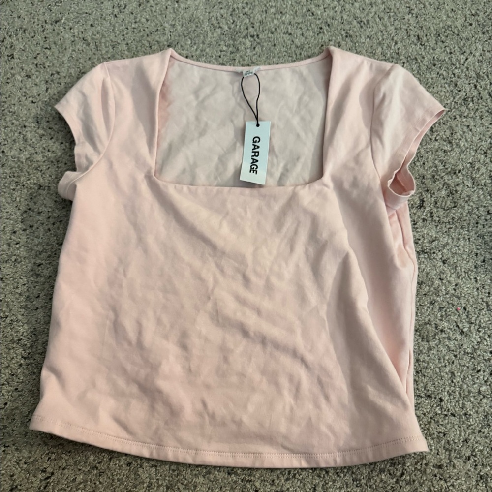 Garage Pink Fitted Blouse with Short Sleeves